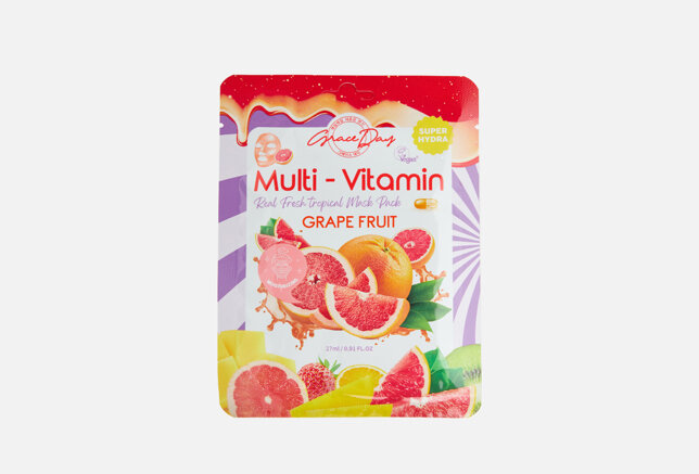 Маска для лица Grace Day Multi-Vitamin Grape Fruit Mask с экстрактом грейпфрута тканевая, 27 мл - фото №6