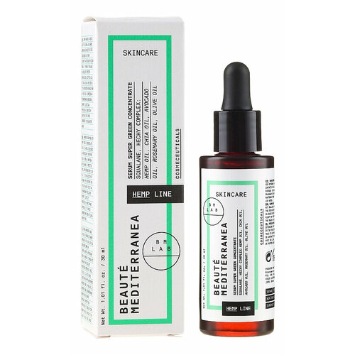 Beaute Mediterranea Успокаивающая сыворотка для лица Hemp Line Serum Super Green Concentrate 30мл