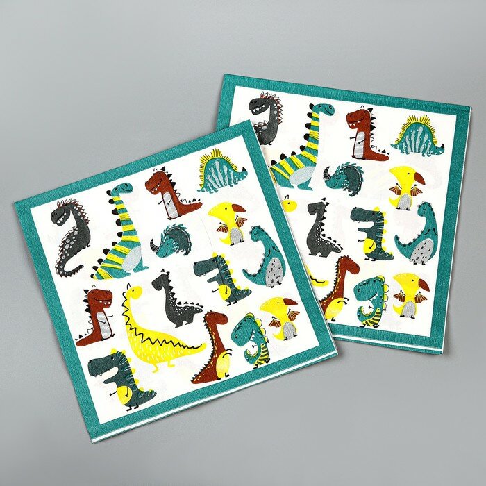Салфетки бумажные "Динозавры", в наборе 20 шт. - фотография № 1