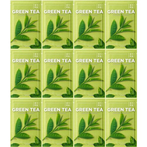 The Saem Маска Natural green tea mask sheet, На тканевой основе, 21 мл, 12 шт набор для увлажняющего ухода за кожей лица с зеленым чаем и гиалуроновой кислотой innisfree explore the green tea rainforest set