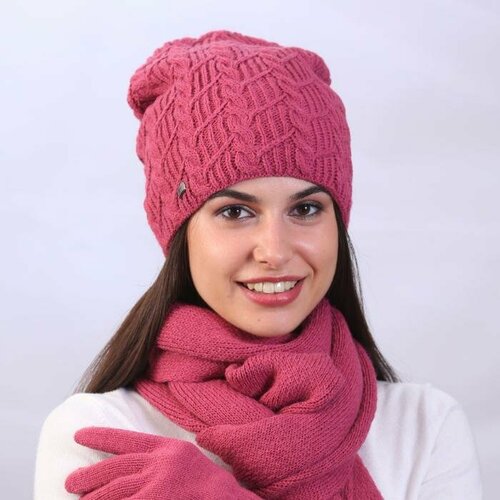 фото Шапка fomas, размер универсальный, розовый, бежевый