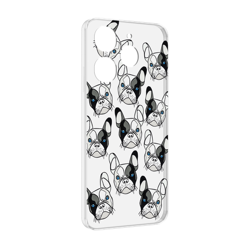 Чехол MyPads мини-собачки-черно-белый для Tecno Spark 10 Pro задняя-панель-накладка-бампер