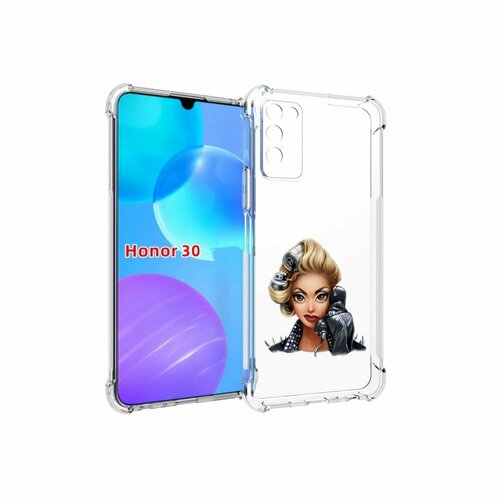 Чехол MyPads девушка-смайлик-с-телефоном женский для Huawei Honor 30 Lite задняя-панель-накладка-бампер