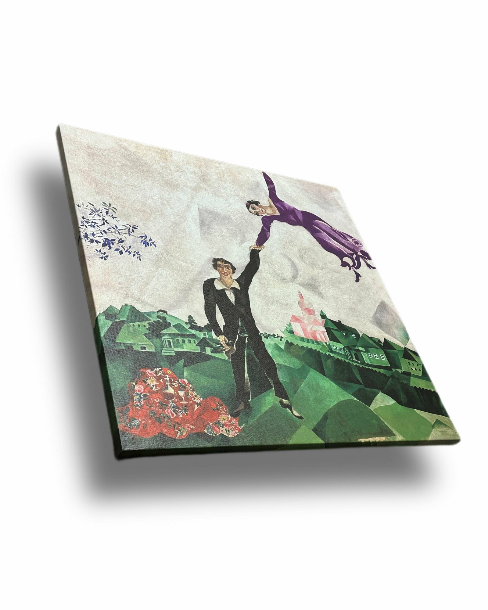 Картина репродукция "Прогулка", Марк Шагал, (холст, подрамник, 60х60 см)