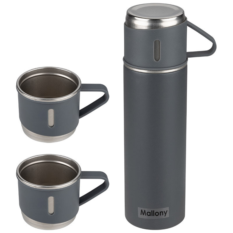 фото Набор термос объем 0,5 литра и 3 термокружки из нержавеющей стали , в подарочной упаковке