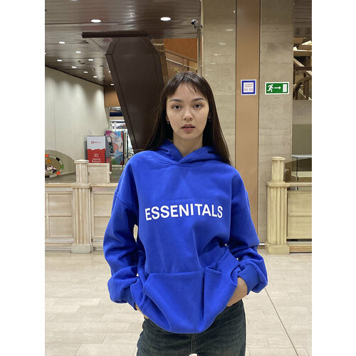 фото Толстовка миди, размер оверсайз, синий, голубой