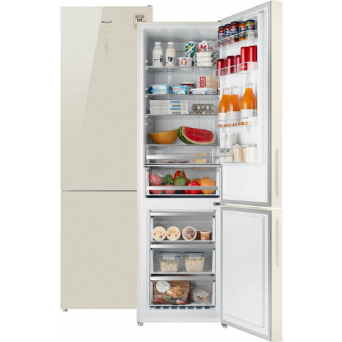 Двухкамерный холодильник Weissgauff WRK 2000 D Full NoFrost Inverter Beige Glass 7966000₽