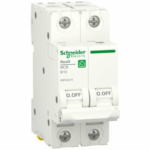 Автоматический выключатель Systeme Electric (schneider Electric) SCHNEIDER ELECTRIC RESI9 (АВ) B 10А 2P 6000A, R9F02210 автоматический выключатель schneider electric ez9f14240 2p 40a b