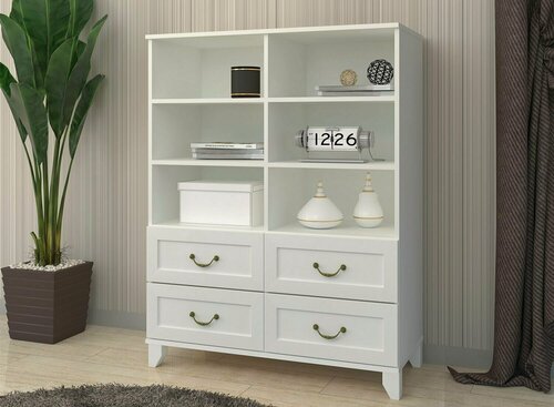 Изображение товара Комод Ренди 20М 100х40х130 белый, рамка квадро МДФ, ножка №3