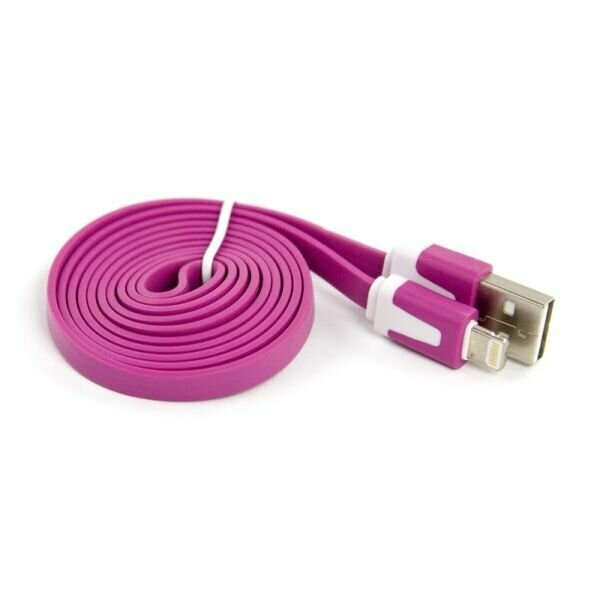 USB кабель для Apple iPhone, iPad, iPod 8 pin плоский узкий сиреневый, европакет LP