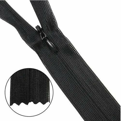 фото Молния потайная, 50 см, 10 штук, цвет черный