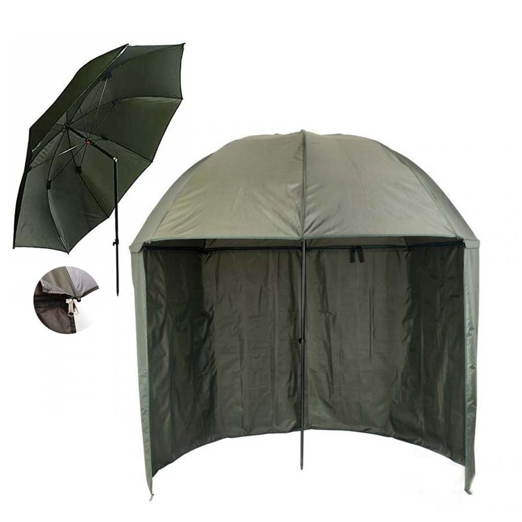Зонт для рыбалки - диаметр 220см - под углом со шторкой на молнии - водонепроницаемый.