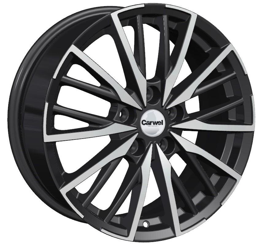 фото Литые колесные диски Carwel Агма 1719 (Chery Tiggo 8) 7x17 5x108 ET45 D60.1 Чёрный глянцевый с полированной лицевой частью (122112)
