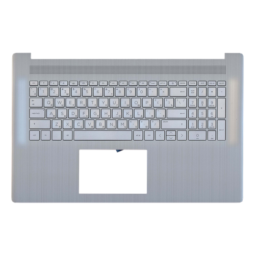 Клавиатура (топ-панель) для ноутбука HP 17-CN 17-CP серебристая с серебристым топкейсом клавиатура топ панель для ноутбука sony vaio svs15 серебристая с серебристым топкейсом