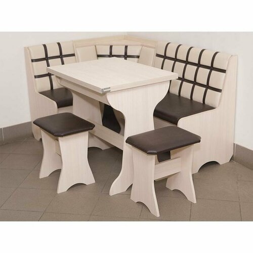 Кухонный уголок КУ-19 Л 3 1450х1050х830 МлечныйБежевыйКоричневый 39611₽