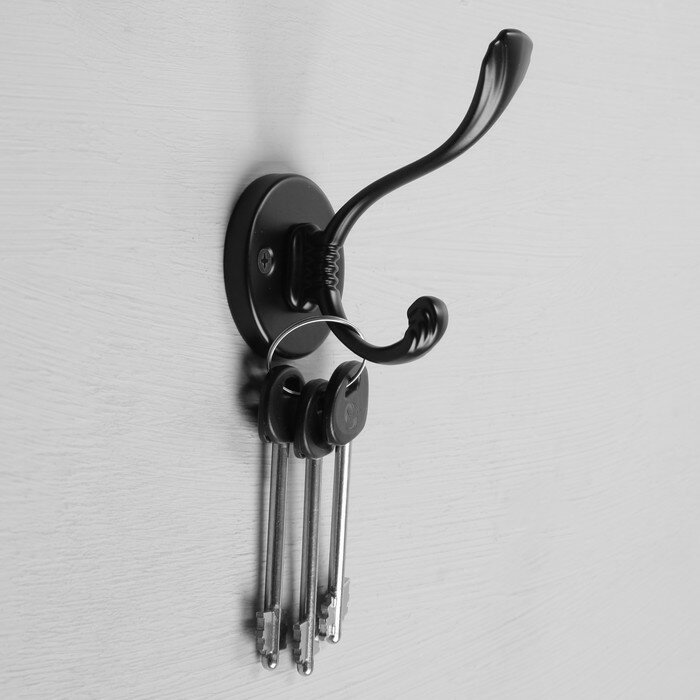 Крючок мебельный CAPPIO GRACE, двухрожковый, цвет черный - фотография № 3