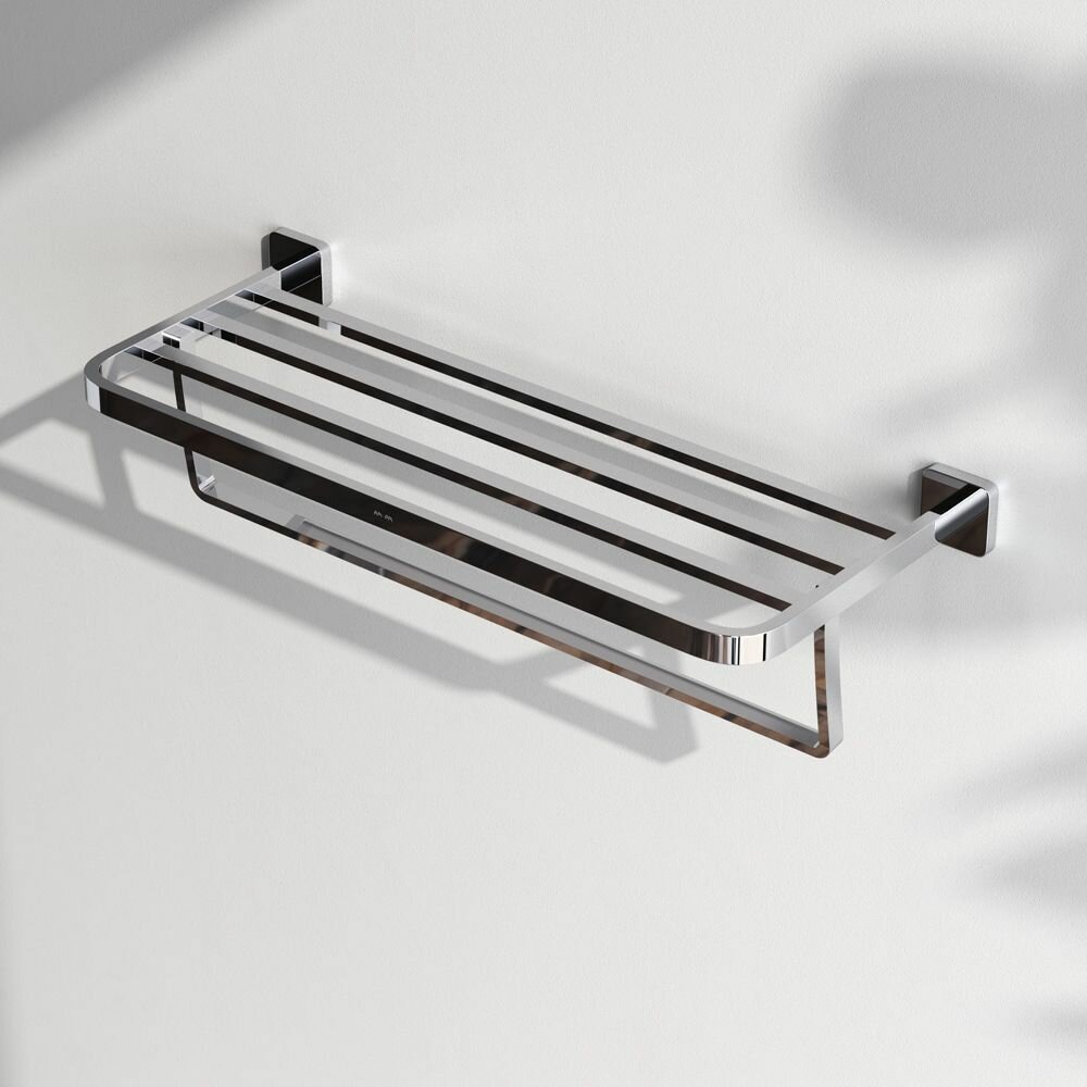 фото Полка для ванной комнаты AM.PM Func A8F37700 хром, полка для полотенец, подвесная, настенная, гарантия 5 лет,