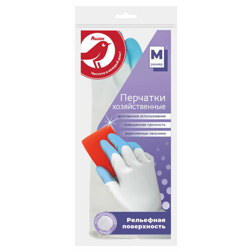 Перчатки хозяйственные ашан Красная птица из ПВХ M, 1 пара