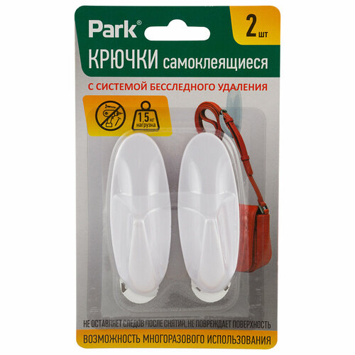 Крючки самоклеящиеся Park 3х8 см 2 шт