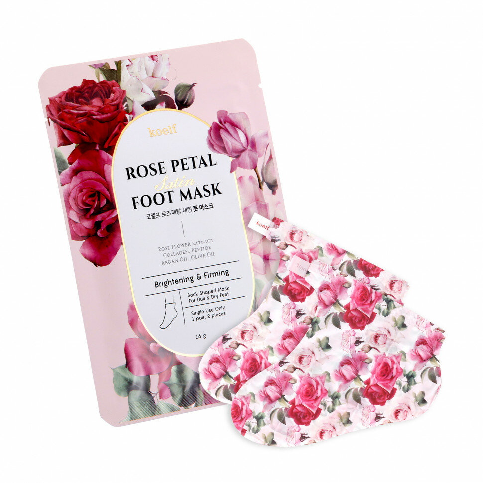 Koelf Маска-носочки для ног с экстрактом розы Rose Petal Satin Foot Mask, 16г