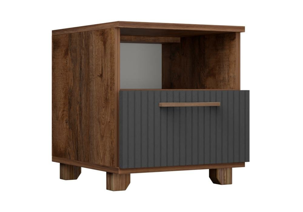 фото Тумба прикроватная с ящиком Копенгаген дуб самдал / серый графит 40x40x45 см, Двенадцать стульев