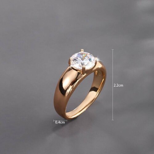 Кольцо XUPING JEWELRY, бижутерный сплав, золочение, фианит, размер 18