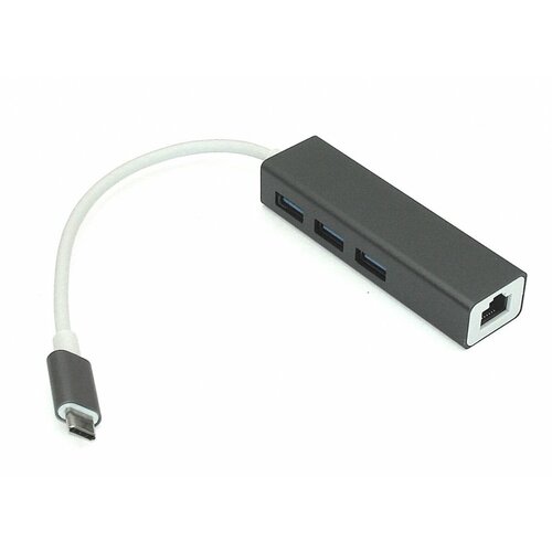 Адаптер Type-C на USB 3.0*3 + RJ45 серый usb3 0 to gigabit ethernet 10 100 1000mbps adapter ax88179 plug and play hot swap compatible aluminum shell