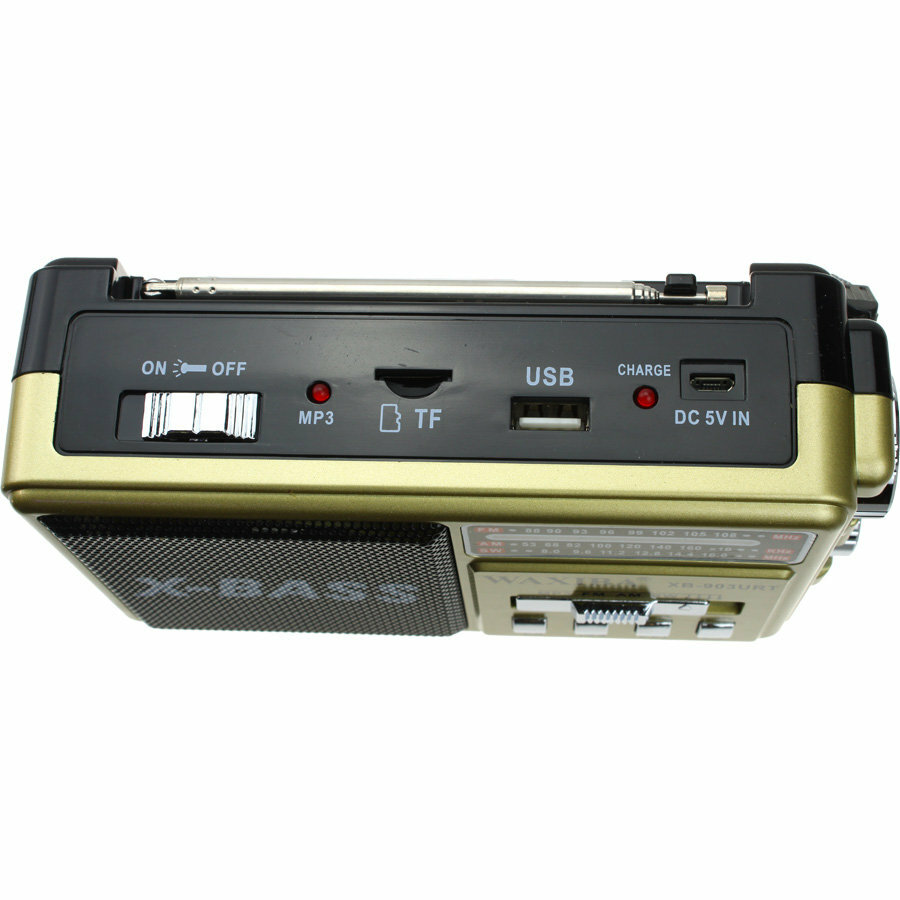 Радио XB-903URT USB/microSD Waxiba ACC, фонарик, gold