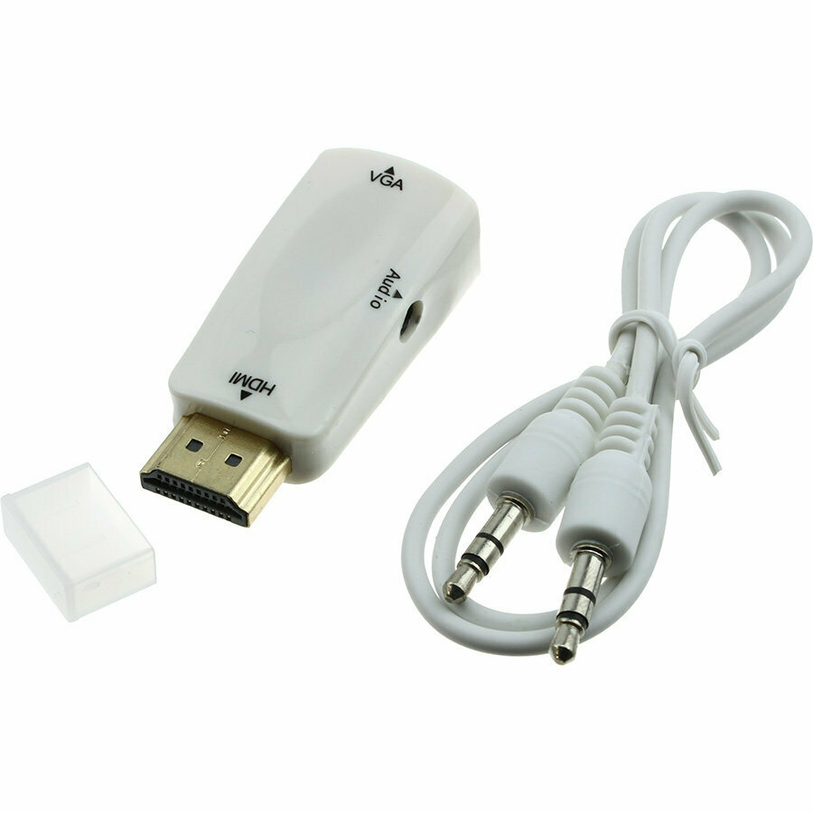 Переходник HDMI - VGA(G) J3.5-J3.5 конвертер белый