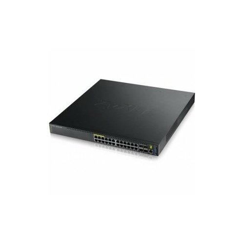 Управляемый коммутатор для рабочих групп Zyxel Управляемый High Power PoE-коммутатор L2 Gigabit Ethernet с 24 разъемами RJ-45 и 4 слотами 10G SFP 11026200₽