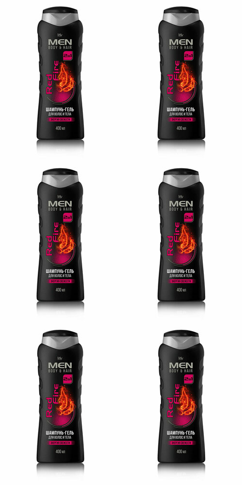 Iris шампунь-гель для волос и тела MEN RED FIRE, 400 мл, 6 шт/