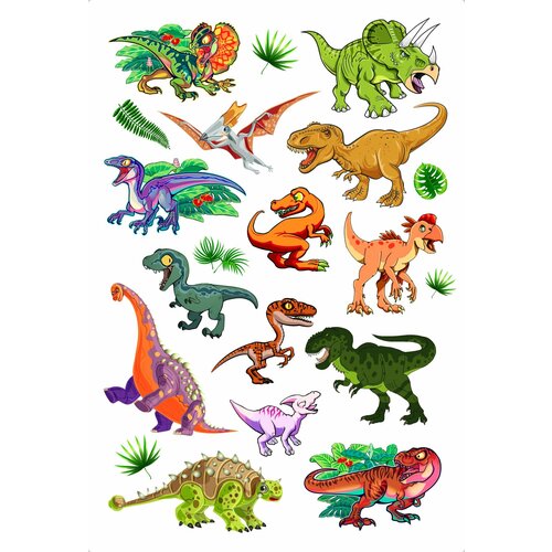 Динозавры наклейки стикеры детские детские наклейки galt многоразовые стикеры динозавры 21х21 см