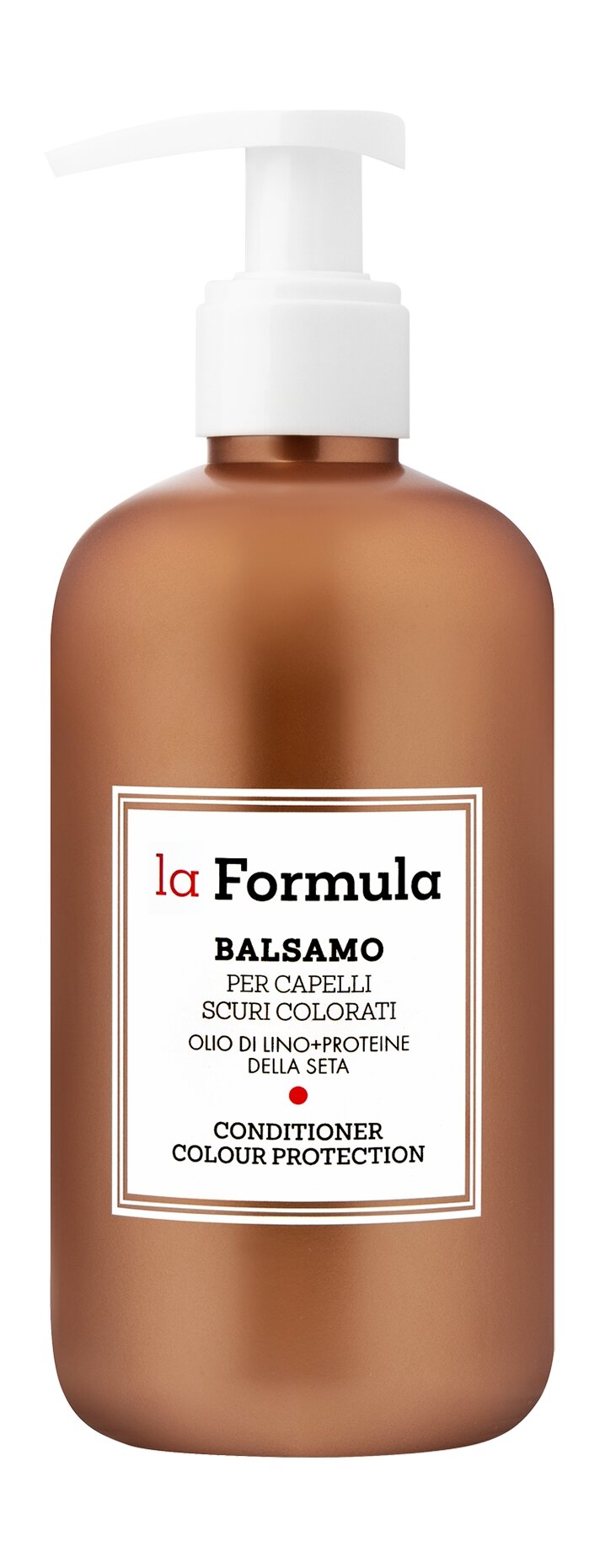 LA FORMULA Кондиционер для волос, окрашенных в темные оттенки, с маслом льна и протеинами шелка, 300 мл