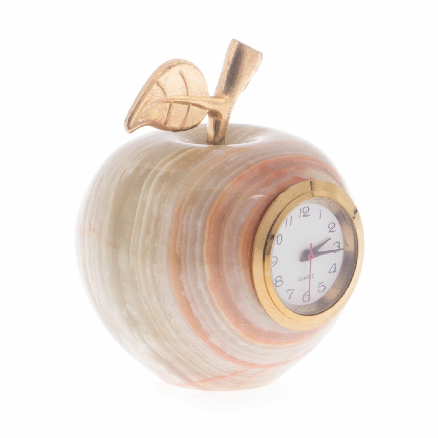 Часы сувенирные "Яблоко" камень оникс 5,2х6,1 см (2) 121896