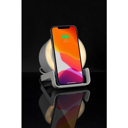 Лампа с колонкой и беспроводной зарядкой moonLight белая 300000₽