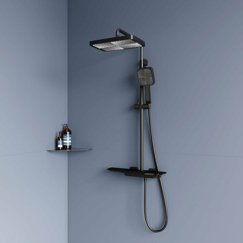 Душевая стойка RGW Shower Panels SP-34-B с термостатом и изливом, черная