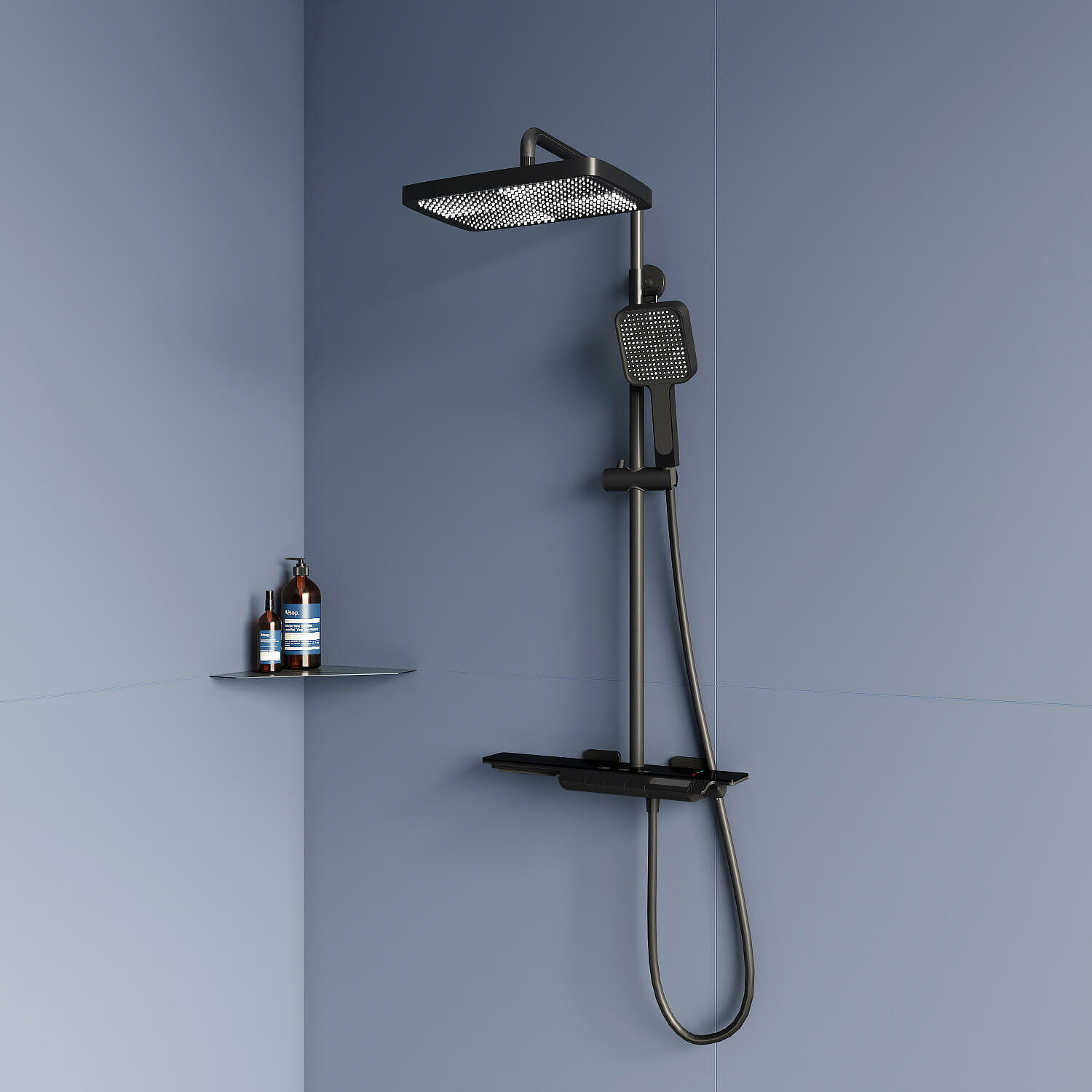 фото Душевая стойка RGW Shower Panels SP-34-B с термостатом и изливом, черная