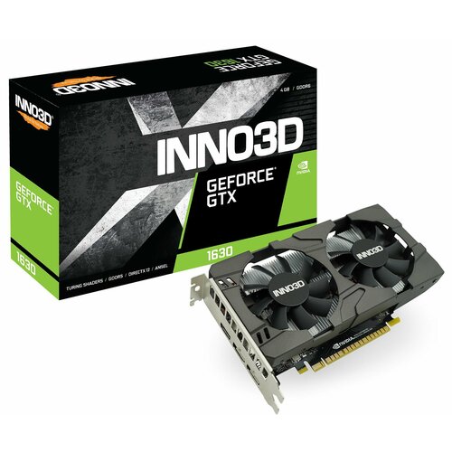 Видеокарта INNO3D GEFORCE GTX 1630 TWIN X2 OC (1800Mhz / 12Gbps) / 4GB GDDR6 / 64-bit / DP x2 + HDMI / VA25 / PG177