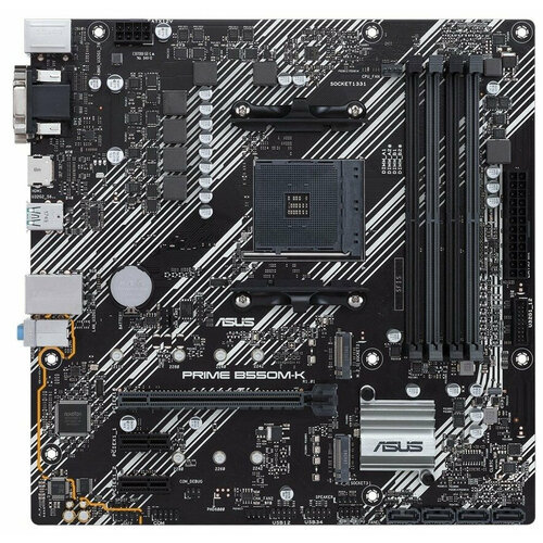 Материнская плата Asus PRIME B550M-K SocketAM4 AMD B550 mATX4DDR4 ECCnon-ECC2M22PCI-E VGA DVI HDMI PC4400 989900₽