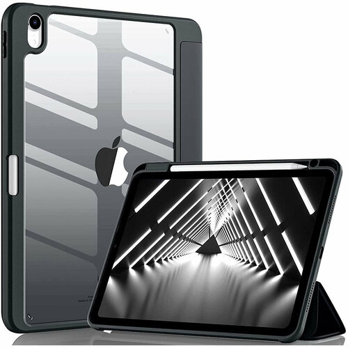 Чехол-обложка MyPads для iPad 10 10.9 2022 MPQ MQ6K3/U3/W3/M3/J3/V3 с дизайном Smart Case черный кожаный с функцией смарт включения-выключения