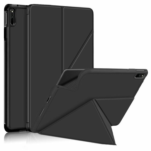 Элитный умный чехол MyPads Origami di lusso с подставкой Оригами для Huawei MatePad 11 (DBY-W09) 2021 импортная кожа в черном цвете планшет huawei matepad 11 6 256gb wifi olive green dby w09