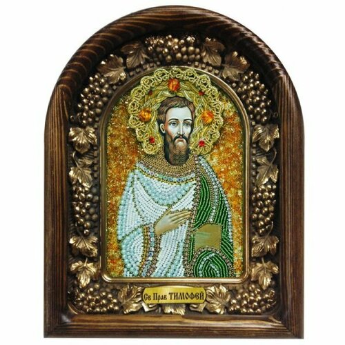 Икона Тимофей праведный из бисера и натуральных камней, арт ДИ-214