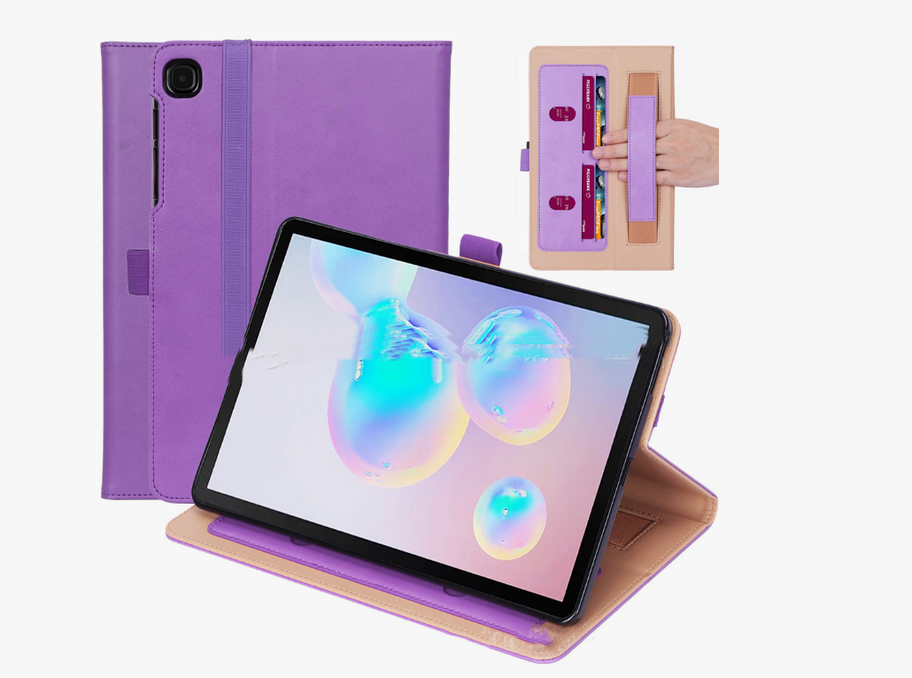 Чехол бизнес класса MyPads Prestige для Xiaomi Mi Pad 5 / Mi Pad 5 Pro 11 с визитницей и держателем для руки фиолетовый натуральная кожа