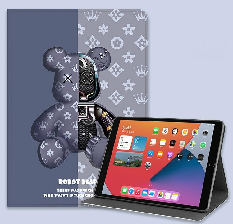 Защитный чехол MyPads для планшета Huawei MatePad WiFi/ LTE 10.4 (BAH4-W09 / L09) 2022 из эко-кожи с рисунком тематика Мишка Kaws, серый