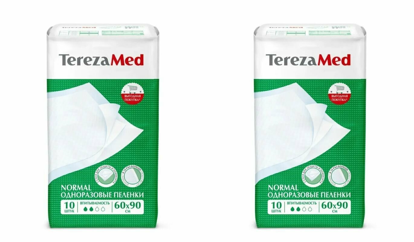 Пеленки одноразовые медицинские впитывающие Normal 60x90 10 шт TerezaMed АО ХАЙДЖЕНИК - фото №1