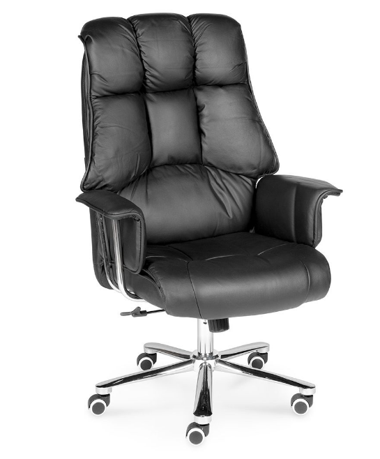 Компьютерное кресло для руководителя Norden Президент / сталь + хром / черная кожа