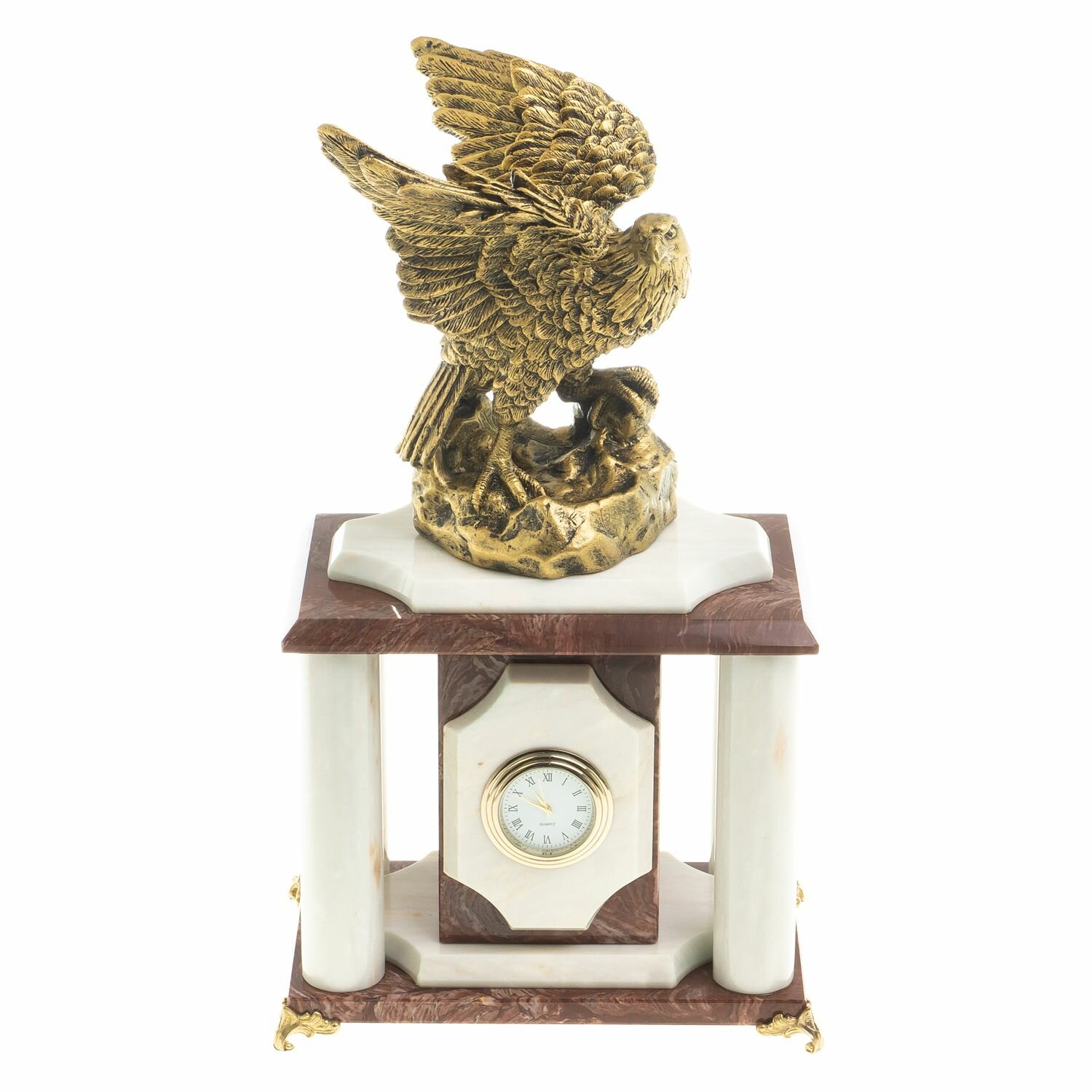 Настольные часы "Орел на скале" лемезит, мрамор 123344