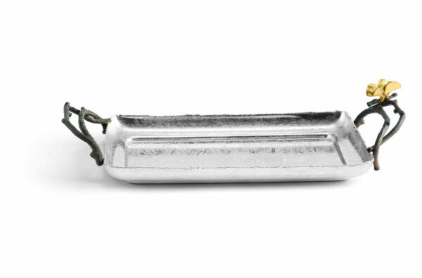 фото Поднос с ручками Michael Aram Бабочки гинкго 32x16 см, сталь нержавеющая