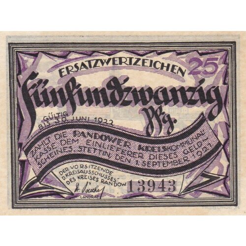 Германия (Веймарская Республика) Рандов 25 пфеннигов 1921 г. (№2) германия санкт андреасберг 25 пфеннигов 1921 г