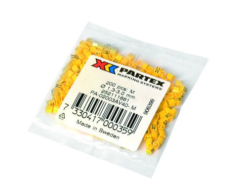 фото Маркеры многознаковые Partex PA-1 на провода и кабели 1.5-4.0 мм², символ "L1", Ø 2.5-5.0 мм, желтый (пачка 100 шт.) {PA-10006AV40. L1}